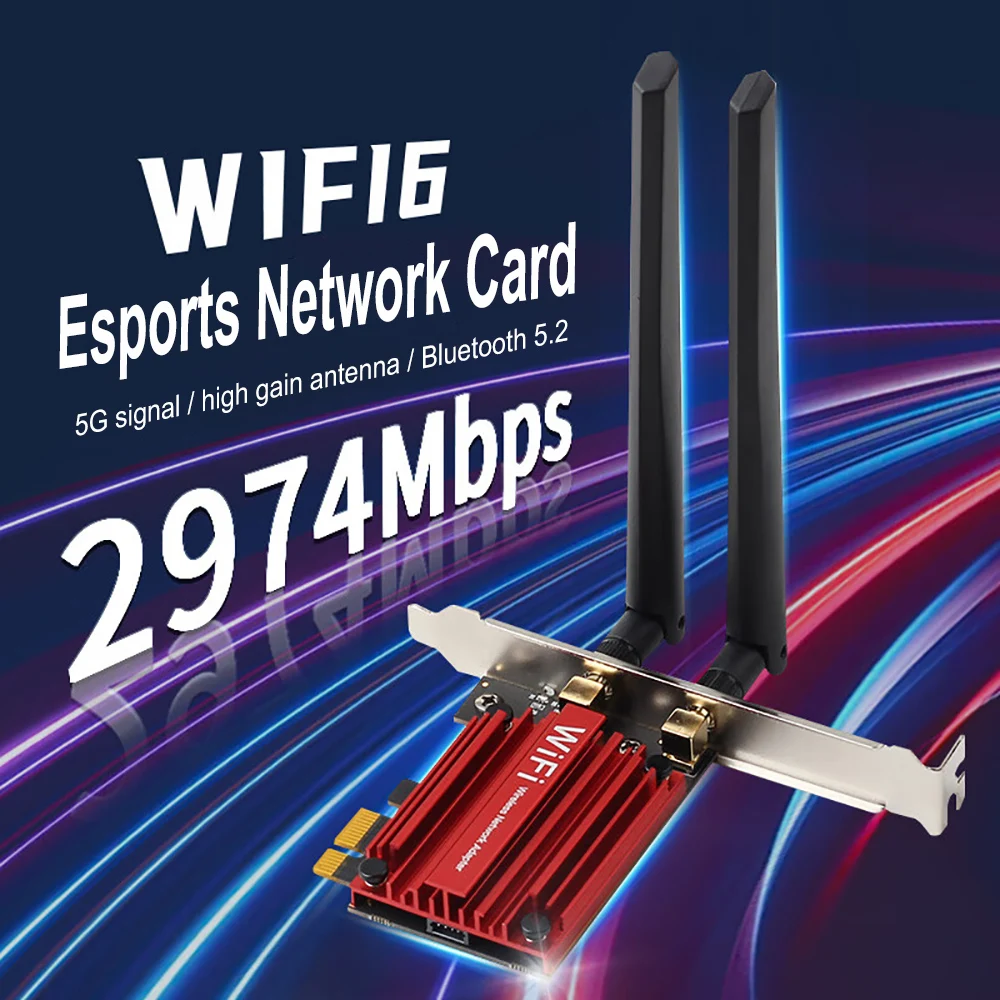 Adaptador wi-fi 6 2974mbps, adaptador sem fio pci express bt 5.2, banda dupla 802.11ax ax200, placa de rede wi-fi para windows 10/11 linux