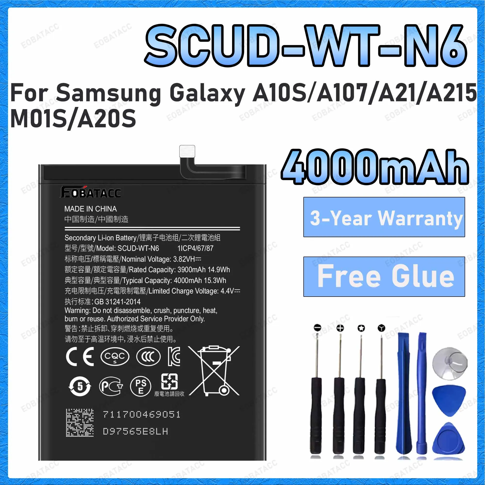 SCUD-WT-N6 4000mAh Large capacity Battery For Samsung Galaxy A10S/A107/A21/A215 Batteries New High Quanlity+Free Tools