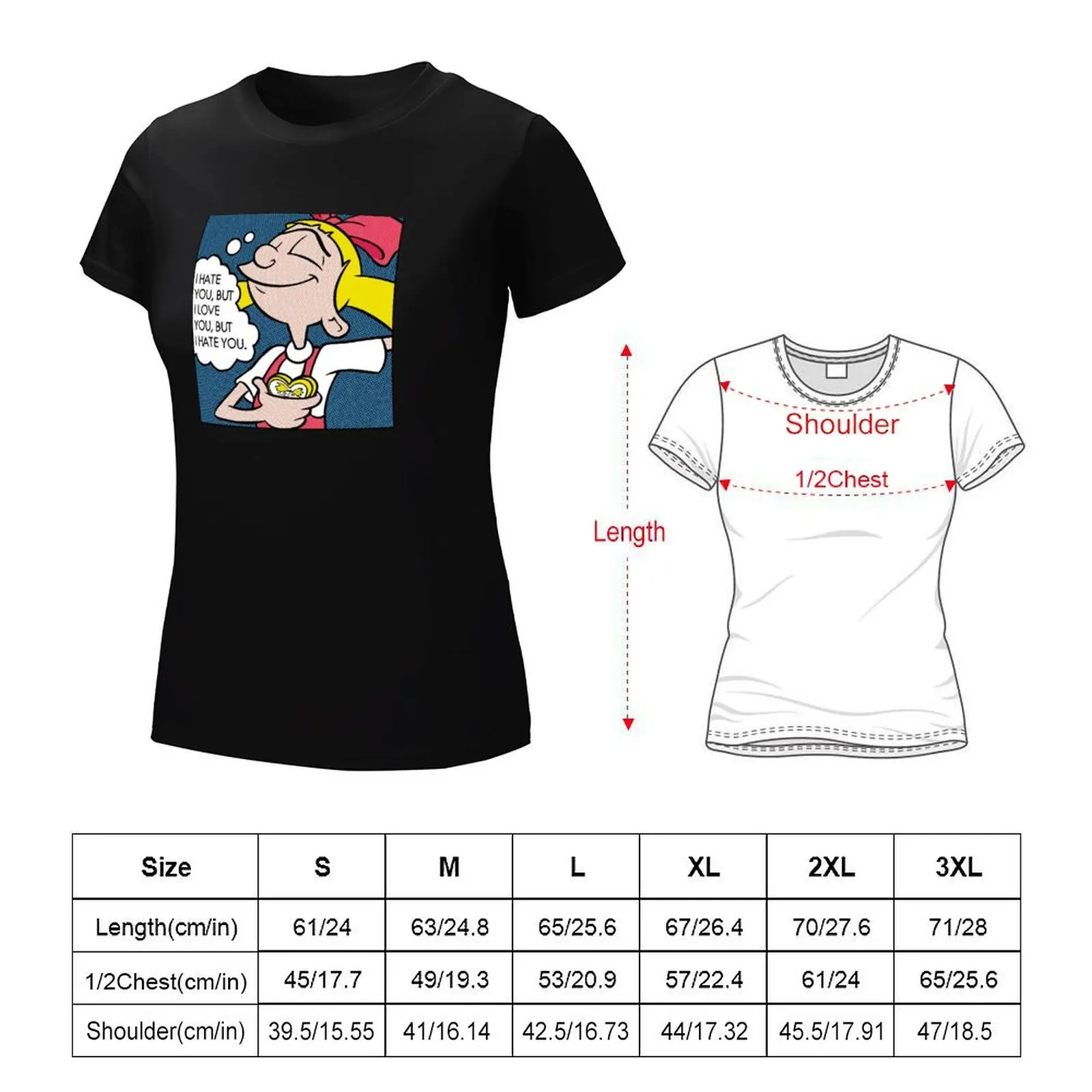 Hey Arnold! Helga Pop Art Love Poster T-Shirt tees customizeds oversized t shirts for Women