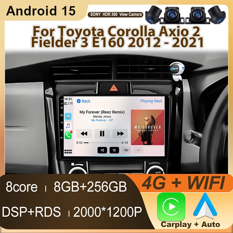 Android Car Radio For Toyota Corolla Axio 2 Fielder 3 E160 2012-2021 Carplay GPS Multimedia Video Player DSP Head Unit 2din DVD