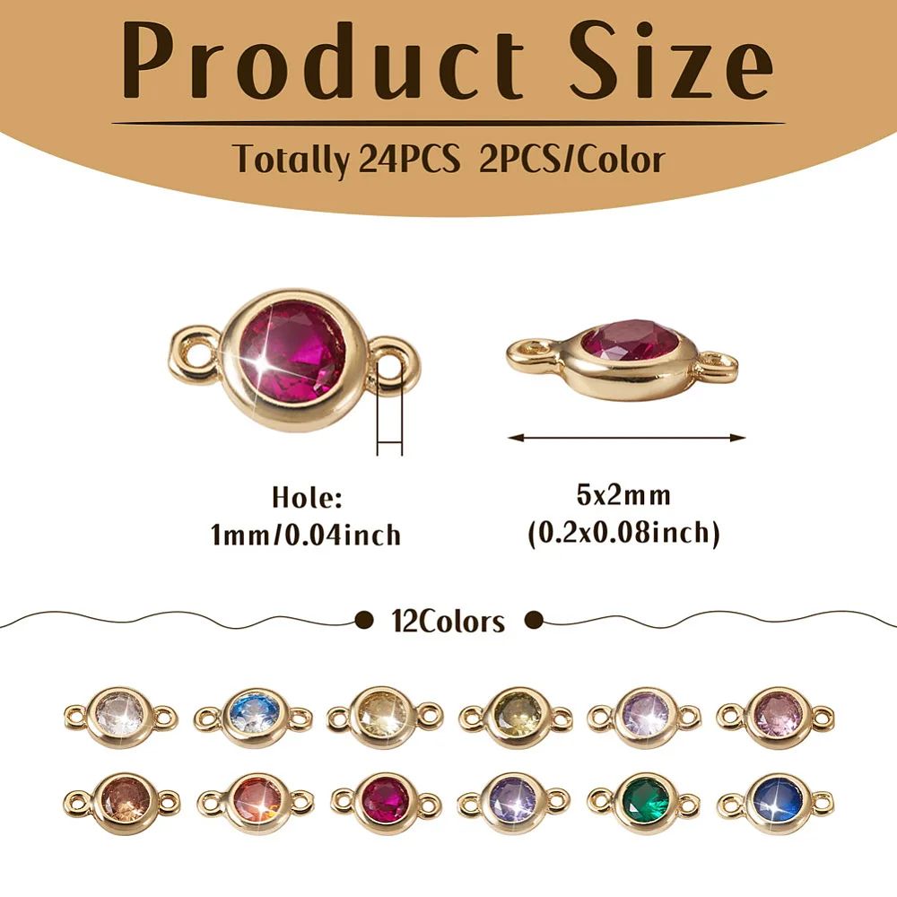 Brass Pave Cubic Zirconia Connector Charms Link Real 14K Gold Plated Long-Lasting Plated for Jewelry Making DIY Bracelet