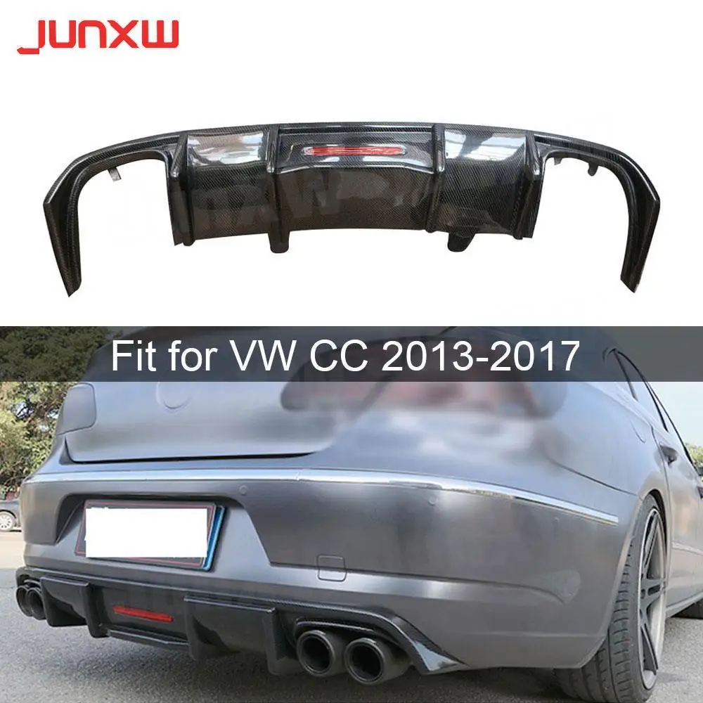 

Carbon Fiber Car Racing Rear Bumper Lip Diffuser Spoiler With Lamp for Volkswagen vw CC 2013-2017 FRP PP Bumper Guard