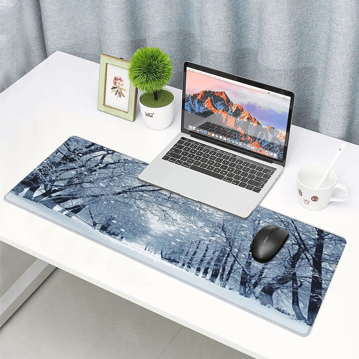 Large Mouse Pad Winter Scenery Frosty Trees Extended Gaming Mouse Pad 31.5 X 11.8 Keyboard Mouse Mat Desk Pad