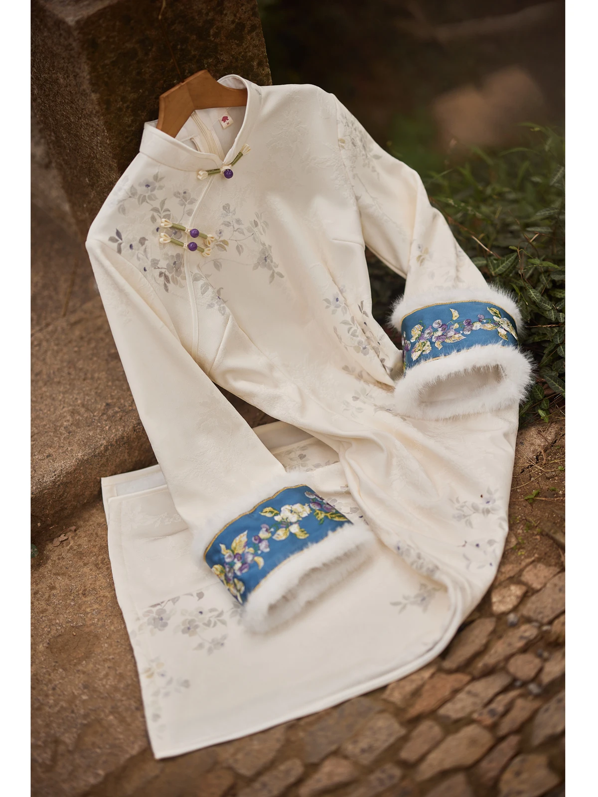 

Muren Diary Young Sle Thiened Fce Lined Chinese Dr Ele Middle Length Qipao Long Sve Autumn Winter