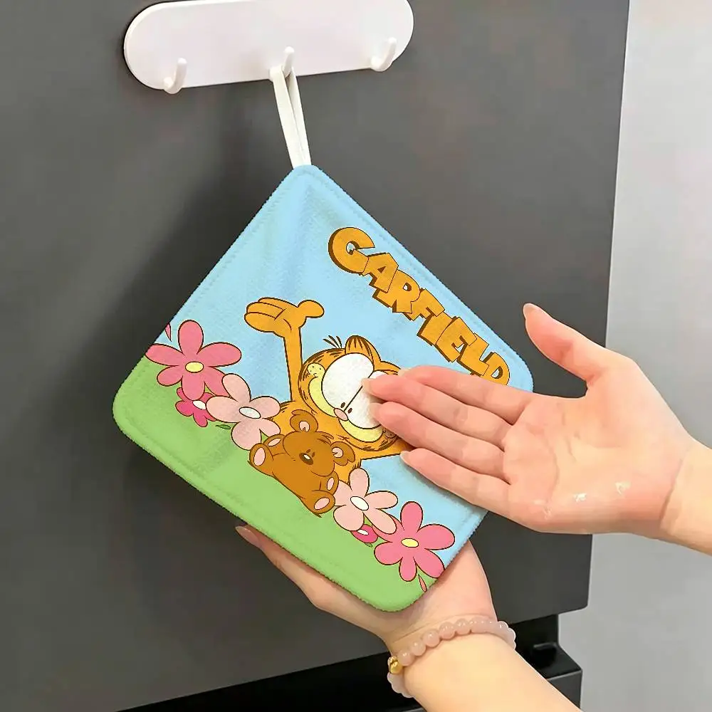 Anime G-GarfieldS-s Cat Polyester Cotton Hand Wiping Towel, Hanging Towel, Quick Dry for Kitchen Bathroom Daily Supplies
