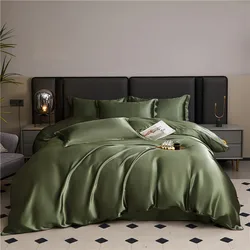 High-Quality Satin Bedding Set Solid Color Comfortable Smooth Quilt Cover Single Double Twin King Size Duvet Cover Set