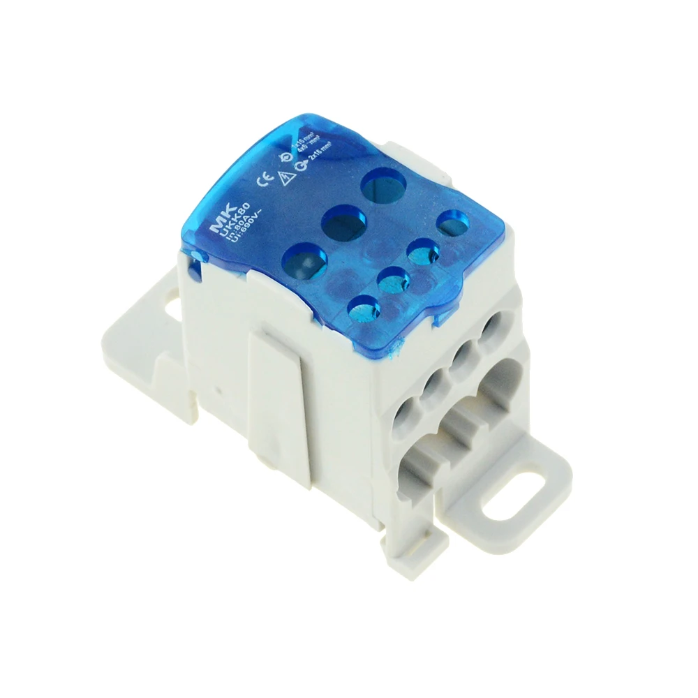 1PC UKK80A zacisk blok 1 w wielu Out skrzynka rozdzielcza na szynę Din uniwersalne złącze przewodu elektrycznego czerwony żółty niebieski zielony