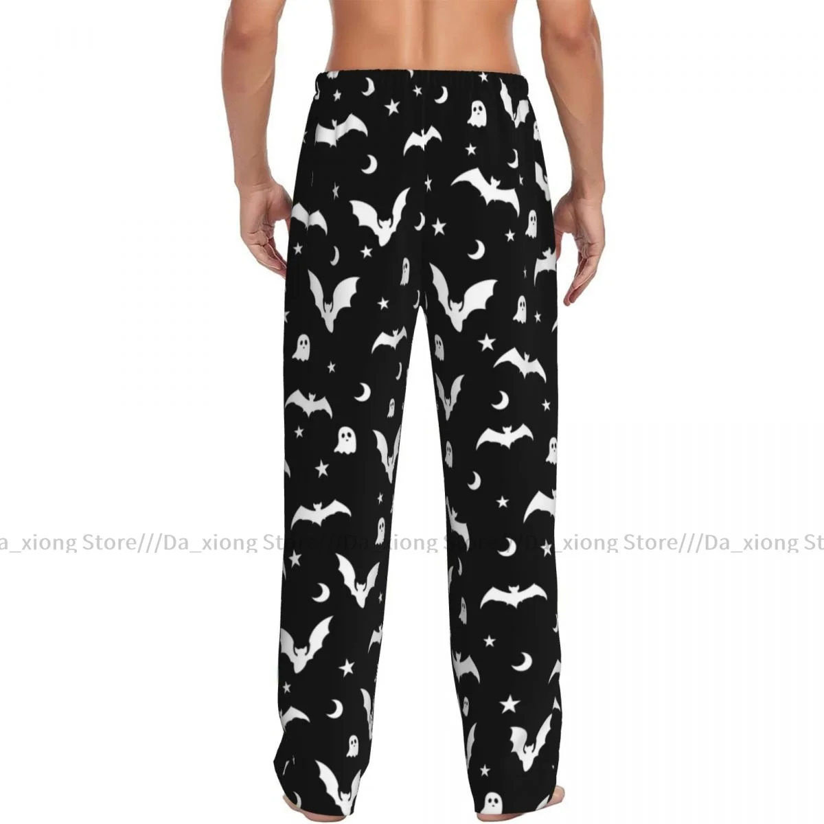 Men\'s Sleepwear Loose Sleep Pants Pajamas Halloween Goth Bats And Moon Long Lounge Bottoms Casual Homewear