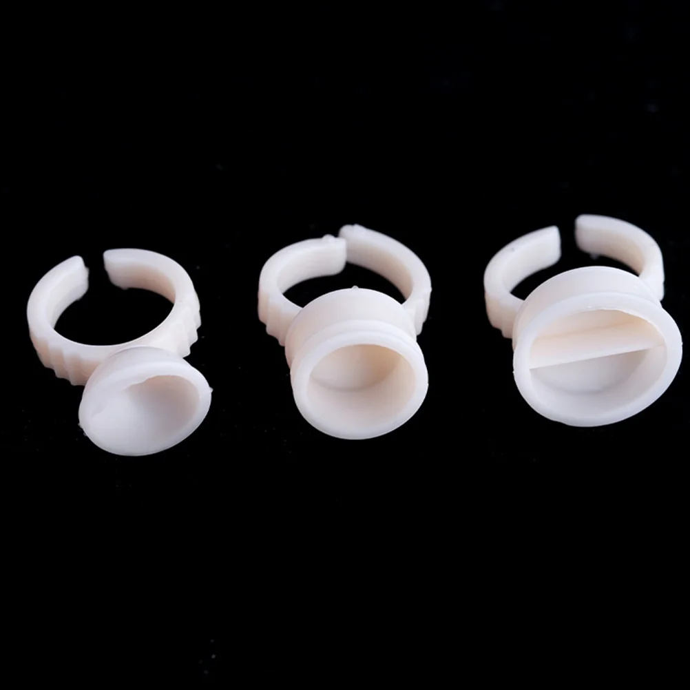 

100Pcs Silicone Tattoo Rings Clear Disposable Pigment Container for Semi Eyelash Extension Easy Clean