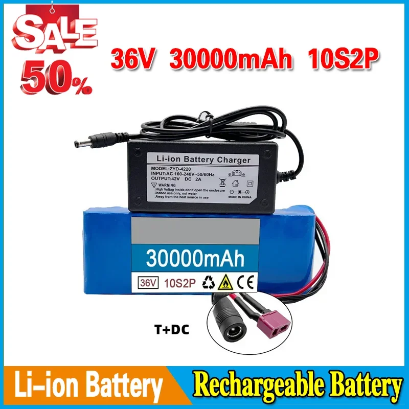 High-Quality 36V Battery 30ah 18650 10S2P Battery Pack 500W High-power Battery Electric Bicycle with charger
