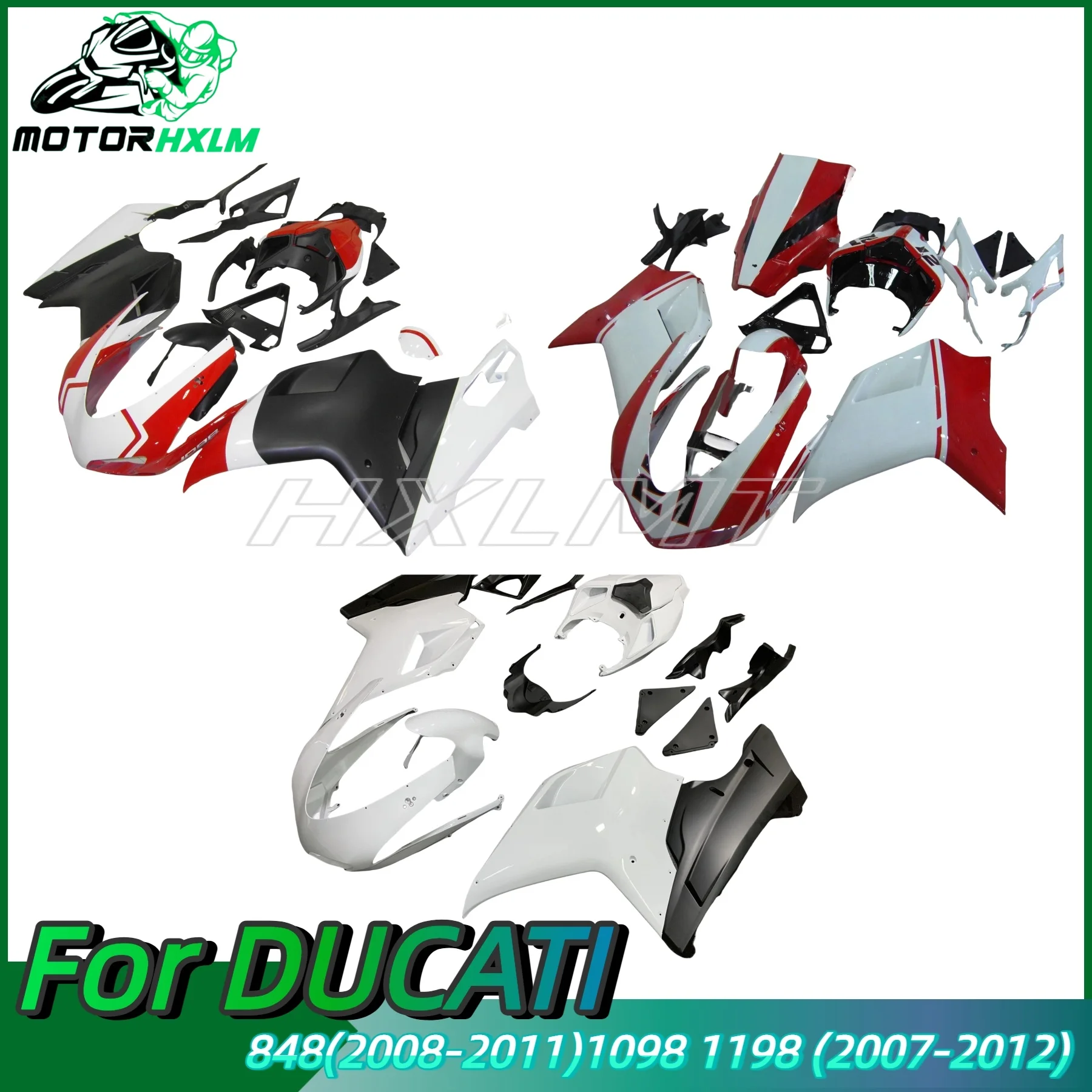 For Ducati 848 1098 1198 1098S 07-11 injection Fairing Kit Motorcycle Body Shell Kit 848 Evo1098 1198 1098S 07 08 09 10 11