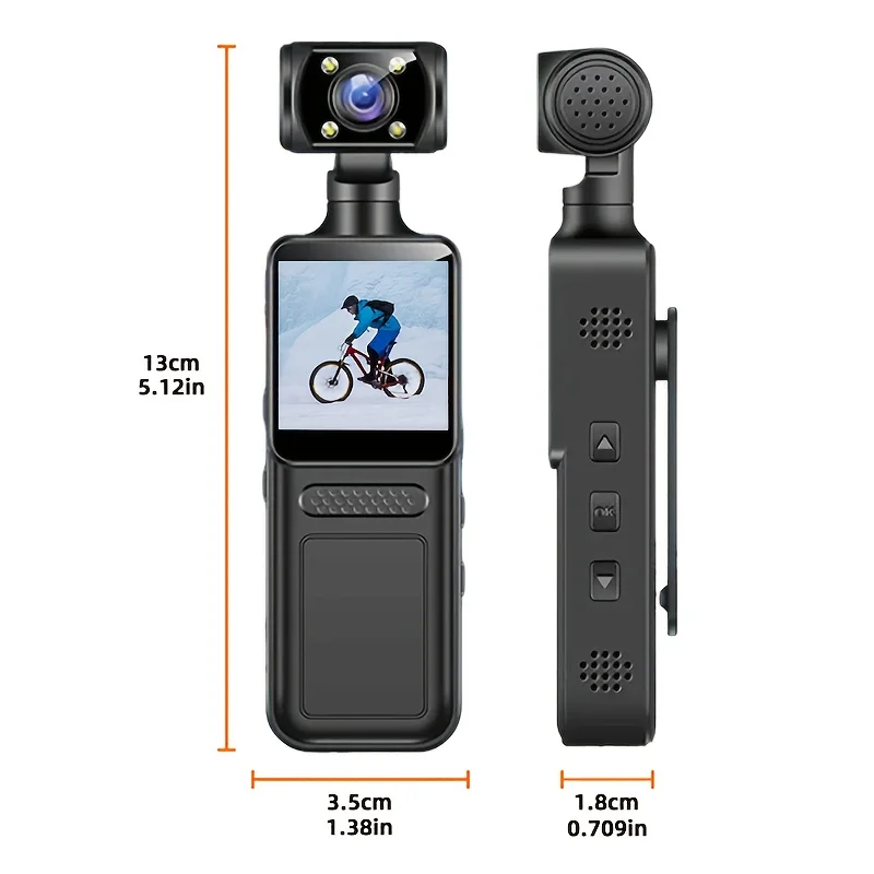  كاميرا صغيرة محمولة 4K مسجل فيديو رقمي كاميرا الجسم الأشعة تحت الحمراء للرؤية الليلية الدراجة 180 ° كاميرا جيب محمولة دوارة #6