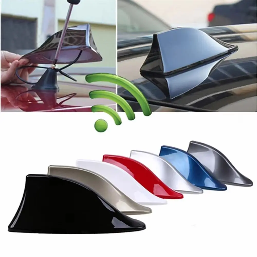 Creative FM/AM Car Shark Fin Antenna Punch-free Waterproof Radio Signal Antenna Auto Roof Shark Fin Aerial Car Accessories