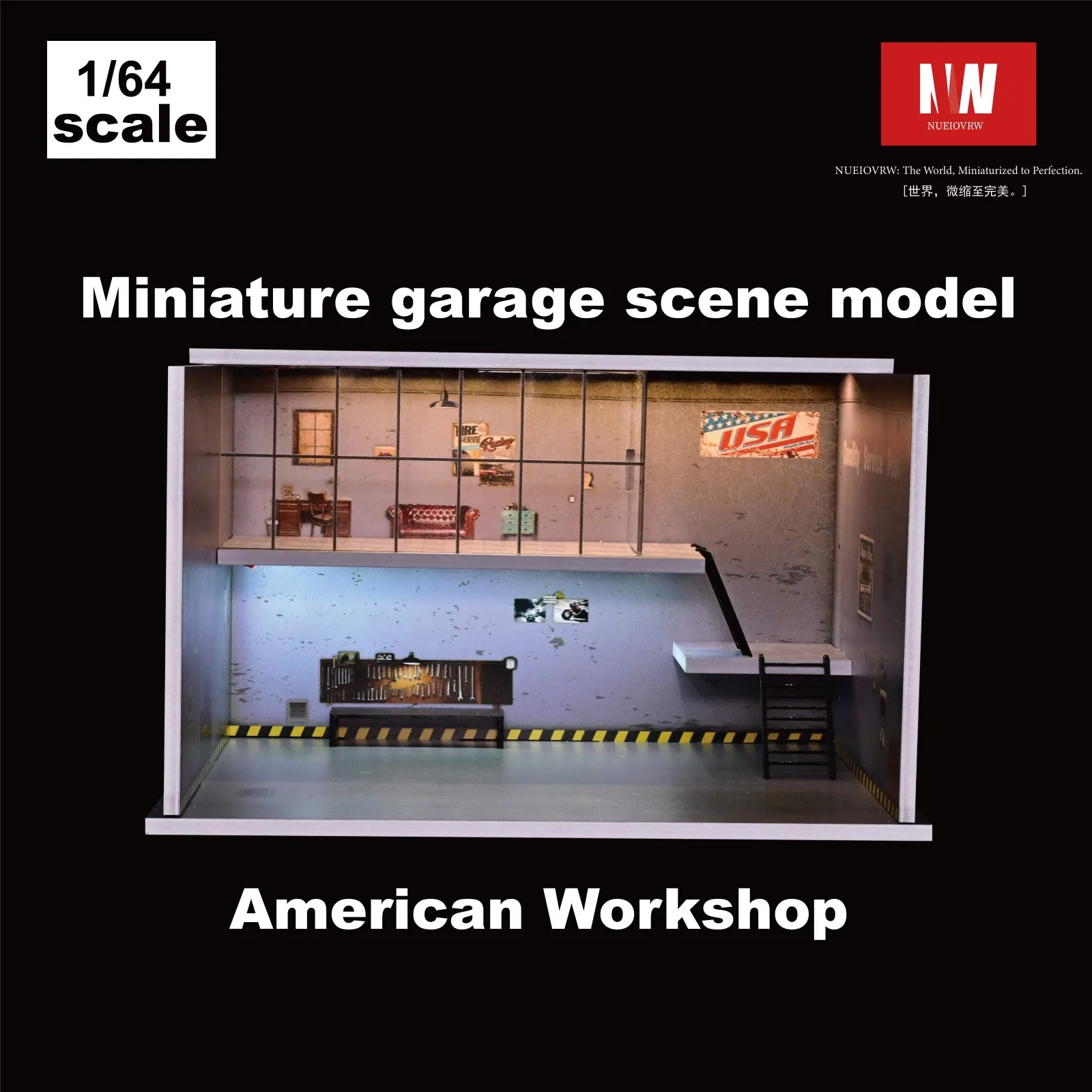 1/64 Diorama Diecast Car Garage Model Octagonal Tower Miniture Parking Lot Scene Models Display Toy