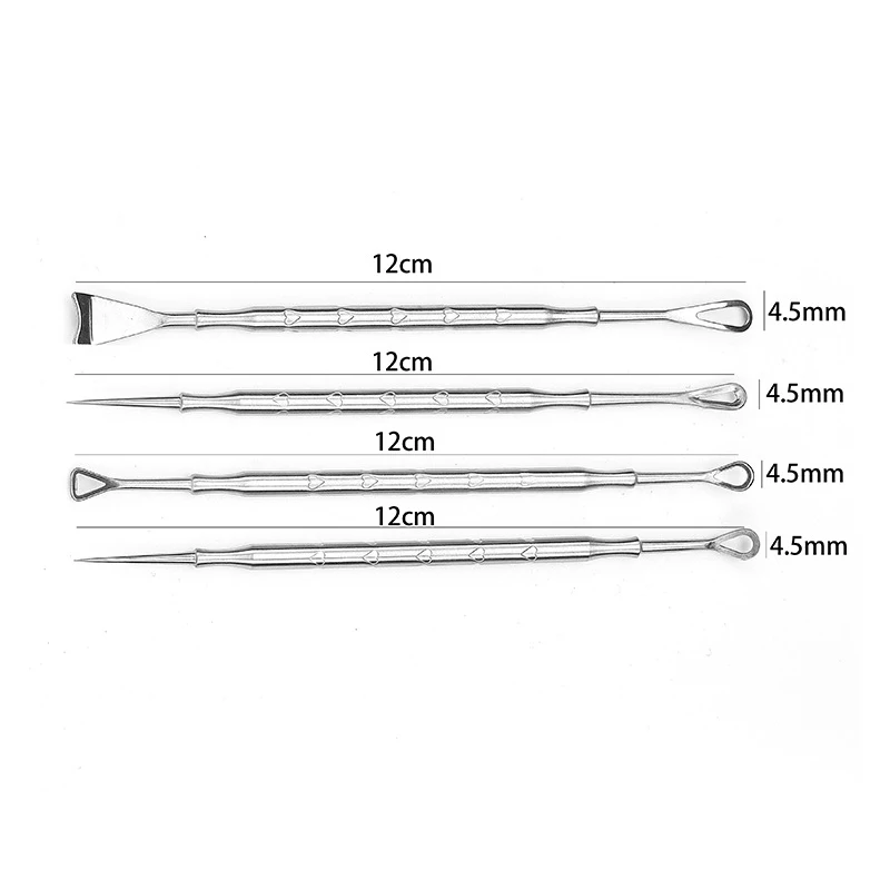 Aiguille d'acné en acier inoxydable, pour éliminer les points noirs et presser les boutons, dissolvant de points noirs, outil Popper, soins de la peau, 1/4 pièces