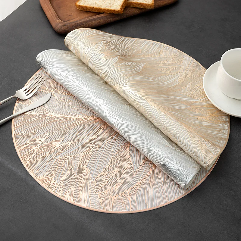 8 Pieces, 38 Cm Wide, Gold-embossed Table Mats. Pvc Waterproof Heat-insulating Table Mats, Cup And Hot Pot Heat Insulation Mats