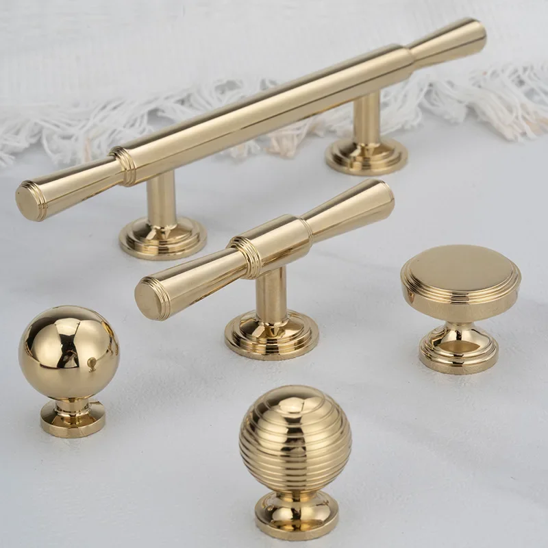 Brass French Cabinet Door Handles for Shoe Cabinets Wardrobe Wine Cabinets Electroplated Drawer Pull and Knobs for Home Hardware