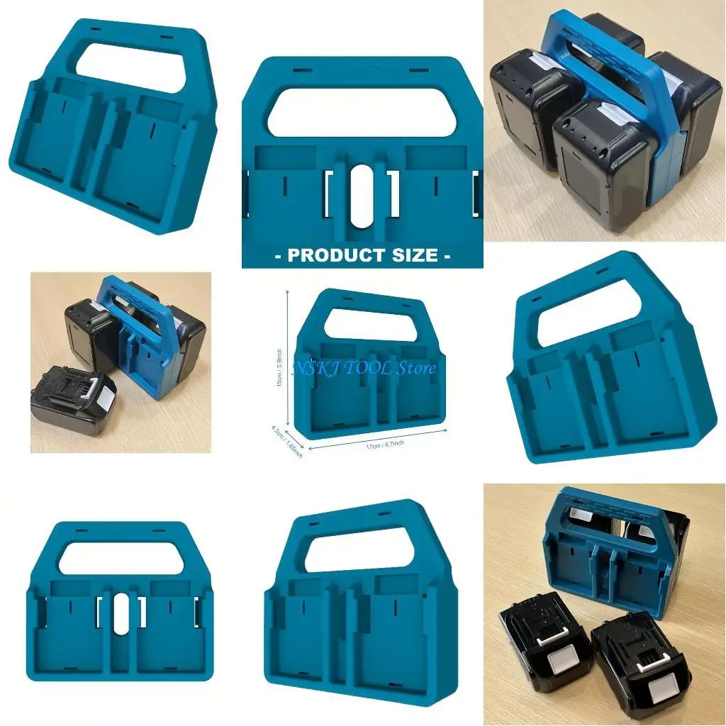 L8RC Heavy Duty Plastic Tool Battery Organizers Carrying Handle For BL1850 BL1840 BL1830 18V Power Tool