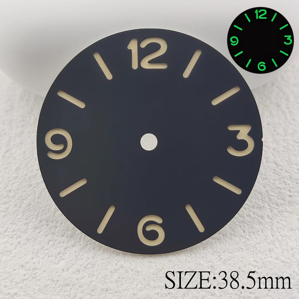 38.5mm watch dial green Luminous Replacement watch accessory fits ETA 6497 6498 automatic movements Logo/name customization