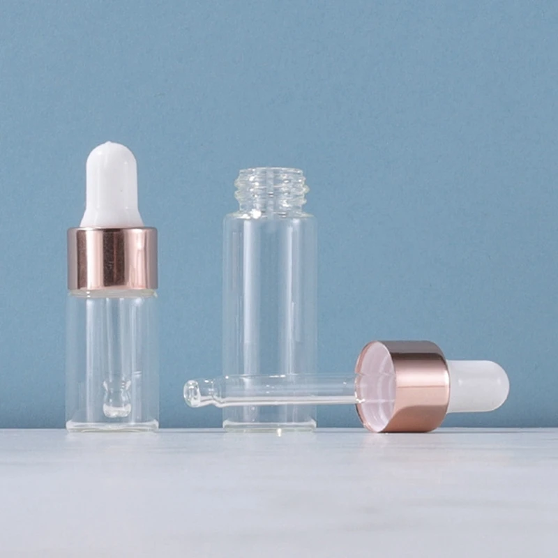 100Pcs Mini Glass Dropper Bottle Clear Essential Oil Dropper Bottles Glass Dropping Sample Containers For Traveling 3Ml Durable