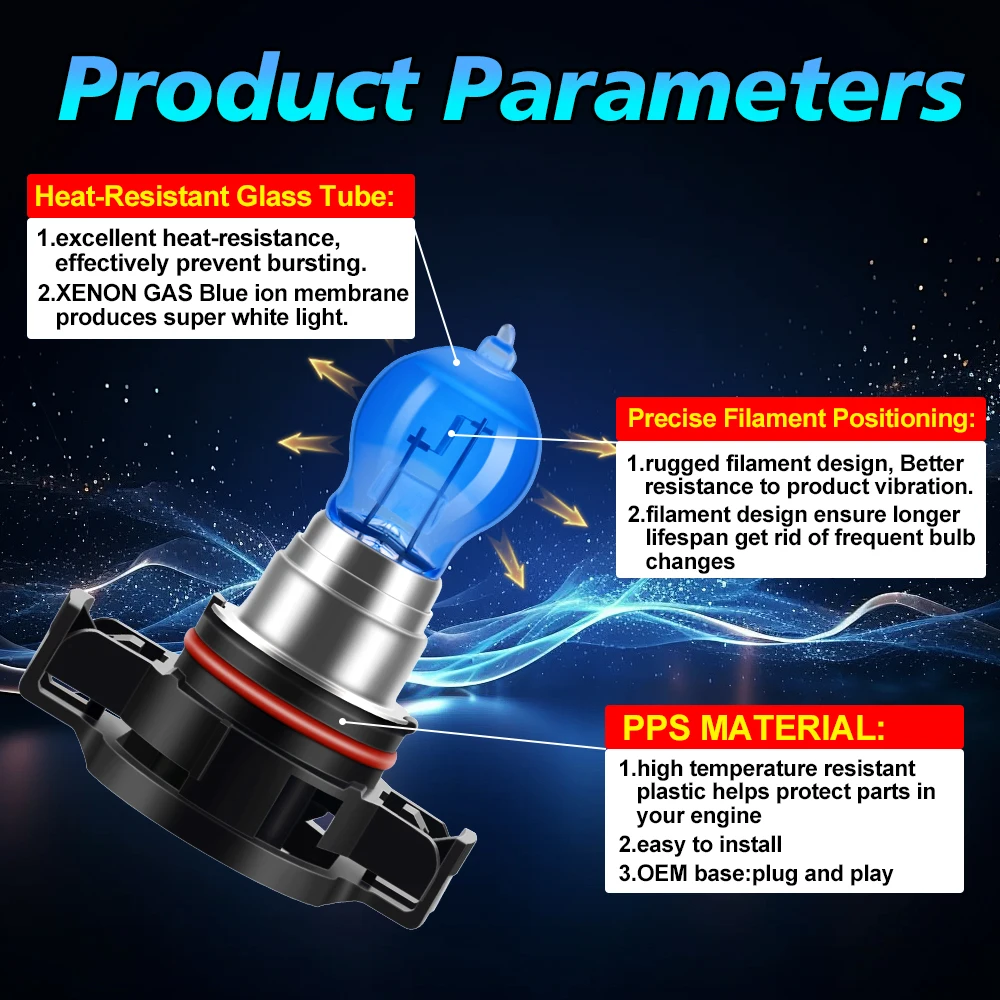 2 قطعة العالمي 5202 الهالوجين العلوي ضوء السيارة 6000K 12 فولت كول الأزرق فرط الأبيض لمبة سهلة التركيب #5