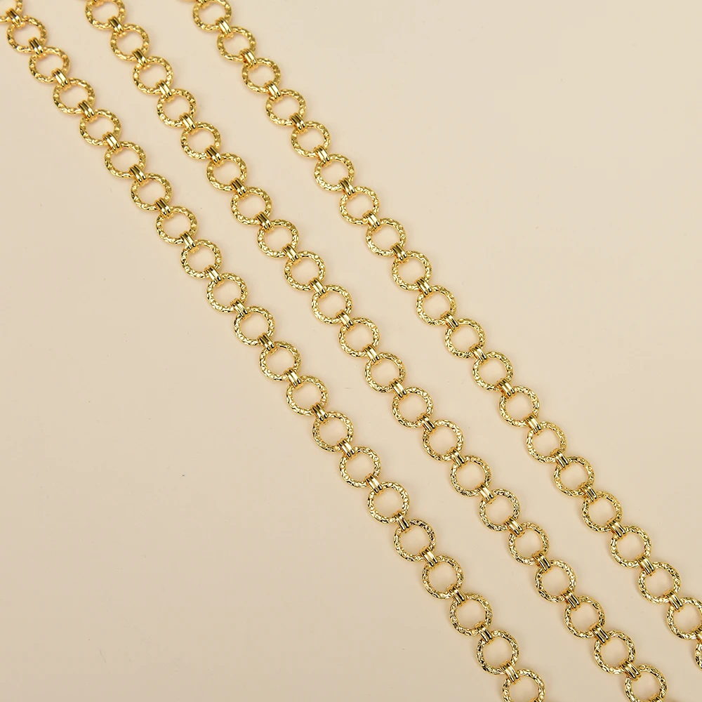 APDGG 1 Meter Yellow Gold Plated Circle Copper Fashion Bezel Set Chain Paperclip Neck Chain Pearl Necklace Making DIY