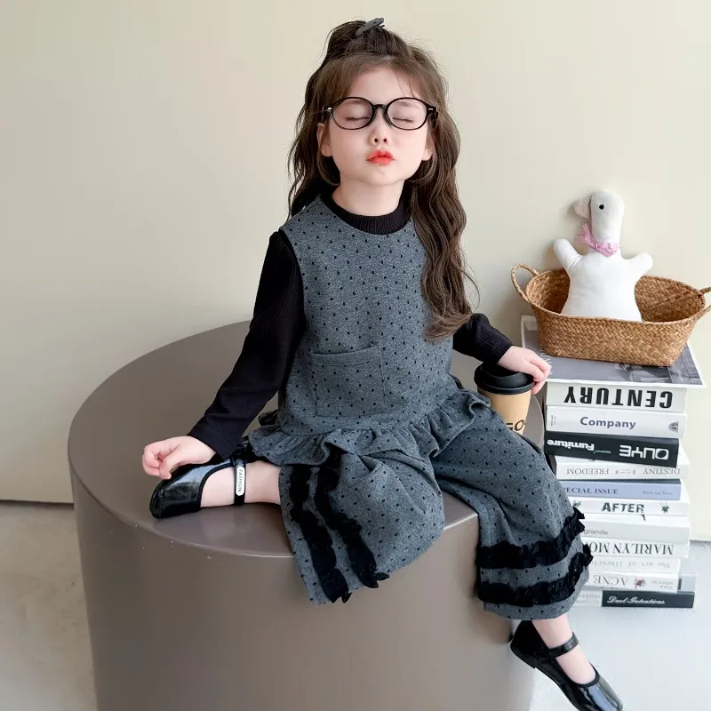 Polka Dot Kleidungsset für Mädchen, modische Kinderweste + Basisschicht + Hose mit weitem Bein, dreiteilige Sets, Frühling und Herbst 2025, Neu – Detail 31