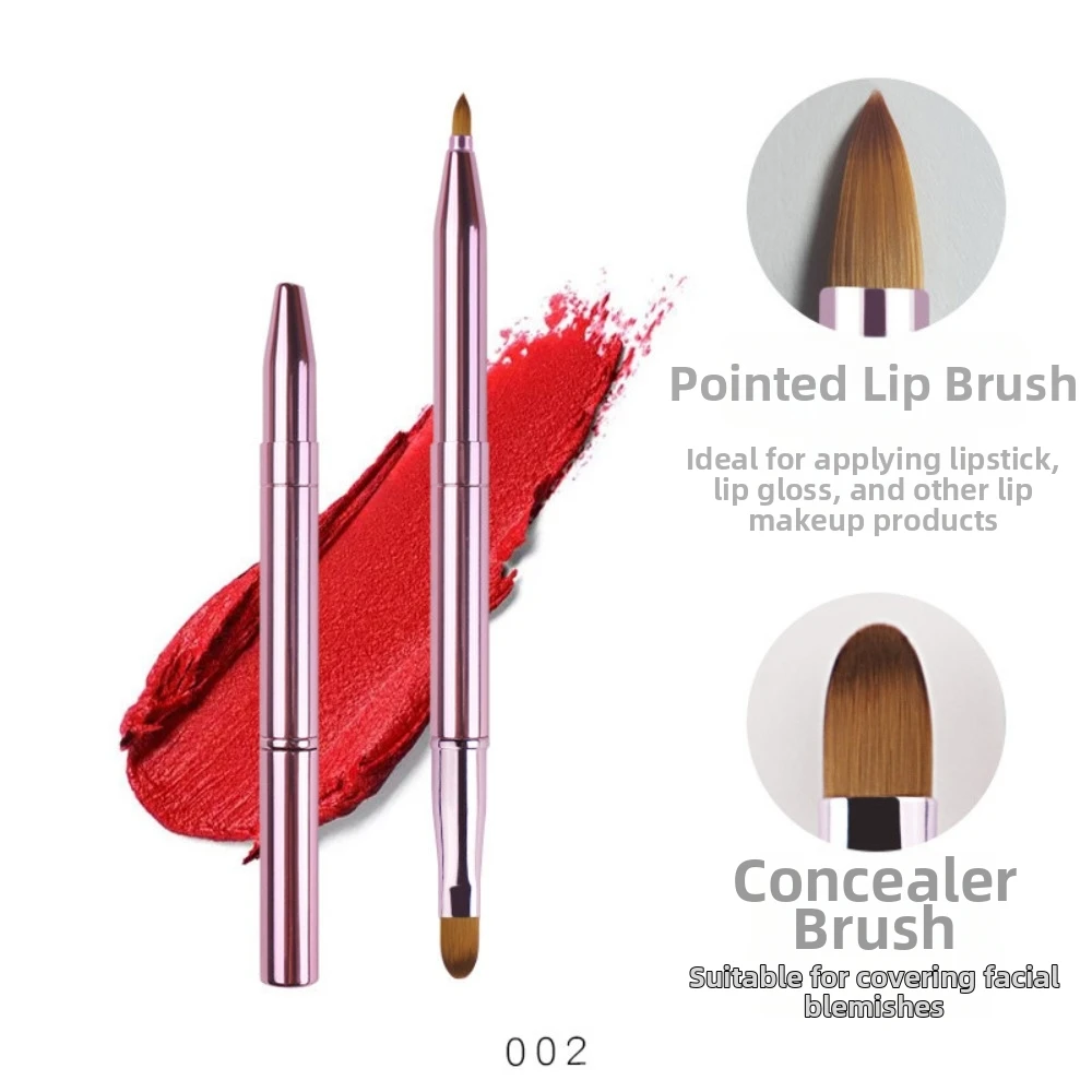 Dual Use Telescopic Retractable Lip Brush Double-headed Brow Brush Lip Gloss Brush Lip Liner Cosmetic Lipstick Brush Women