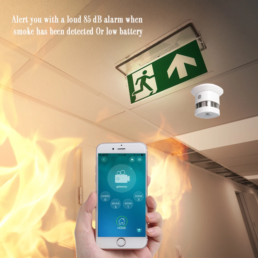 HEIMAN Smoke Detector Smart Home system 2.4GHz High sensitivity Safety Prevention Smoke Sensor