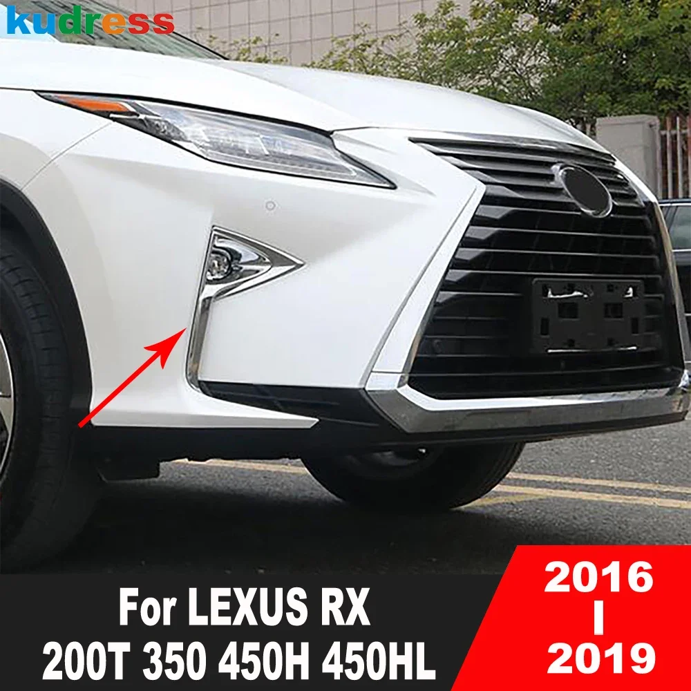Front Fog Light Lamp Cover Trim For LEXUS RX 200T 350 450H 450HL 2016-2019 Chrome Car Front Foglight Bezel Trims Accessories
