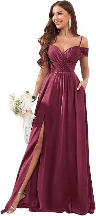 QMANSHA Couture Maßgeschneidertes Abendkleid, schulterfrei, kurze Ärmel, herzförmiger Ausschnitt, gerüscht, A-Linie, Ballkleid, Brautjungfernkleid – Detail 14