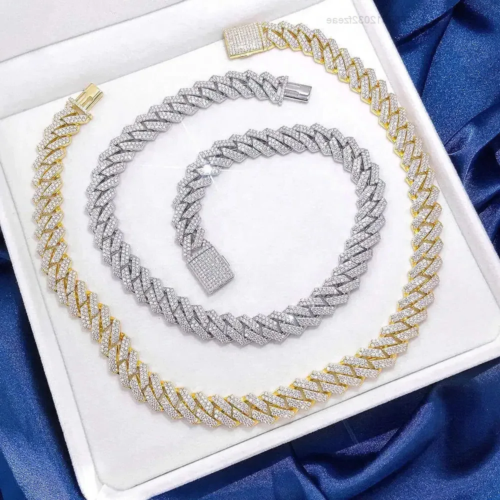 

Fine Jewelry Hip Hop 925 Sterling Silver Vvs Moissanite Diamond Iced Out Miami Cuban Link Chain Necklace for Men