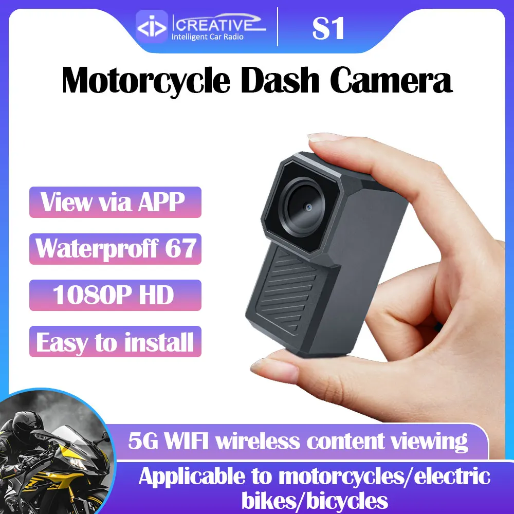 Dual 1080P UHD Wireless Motorcycle DVR Full Body 30FPS Waterproof Moto Dash Wifi GPS Cam Front Rear 150° Driving Video Recorder