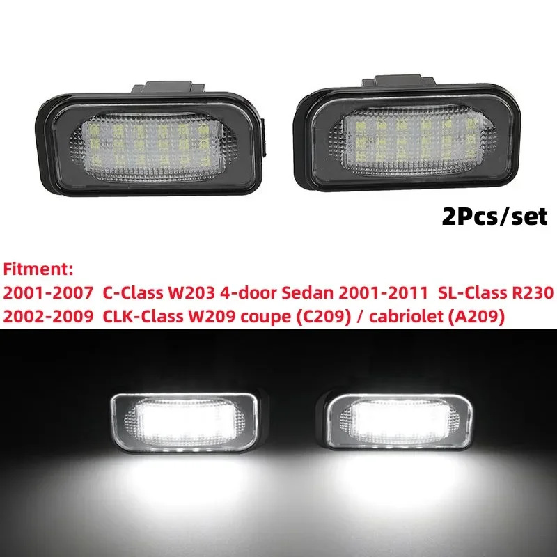 Car LED License Plate Lights LED Indicators For Mercedes Benz W203 SL CLK Class R230 W209 Cabriolet A209