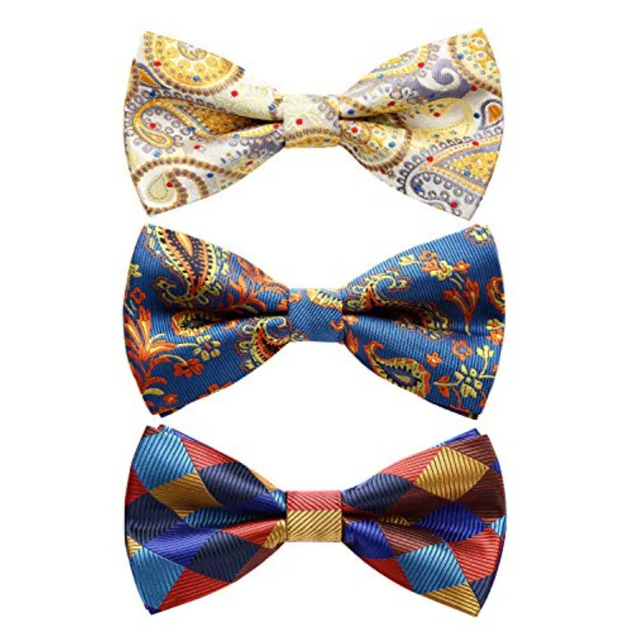 

HISDERN 3/6 Pack Bow Tie Adjustable Paisley Plaid Dot Pre-Tie Bowties Classic Formal Bow Ties for Men Tuxedo Wedding
