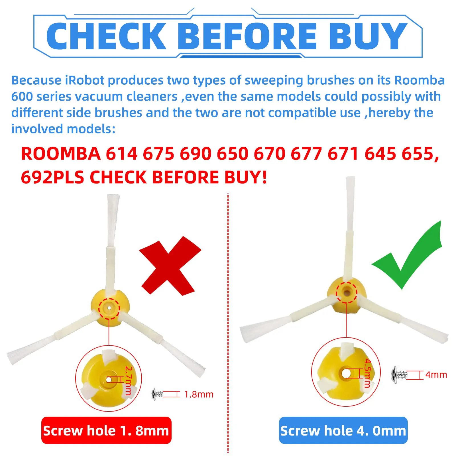 Ersatz-Ersatzteile für IRobot Roomba 671/692 Roboter-Staubsauger, Zubehör, Hauptwalze, Seitenbürste, Hepa-Filter-Sets