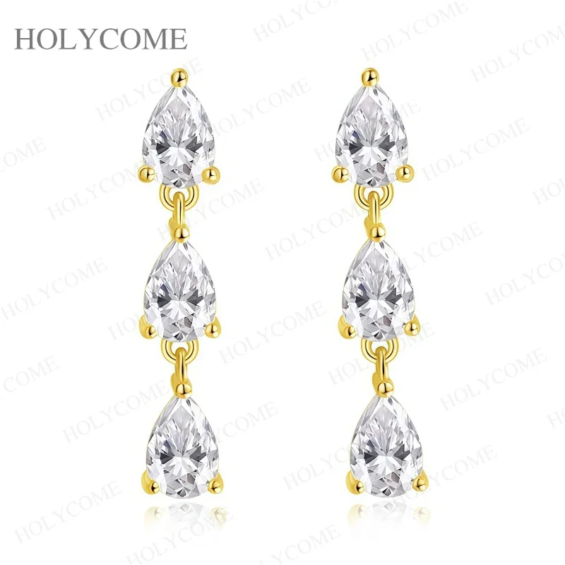 4x6mm Voll-Moissanit Tropfen-Ohrringe für Damen GRA-Zertifiziert 925 Sterling Silber 3-Stein Hängende Diamant-Ohrringe Jubiläumsgeschenke – Detail 5