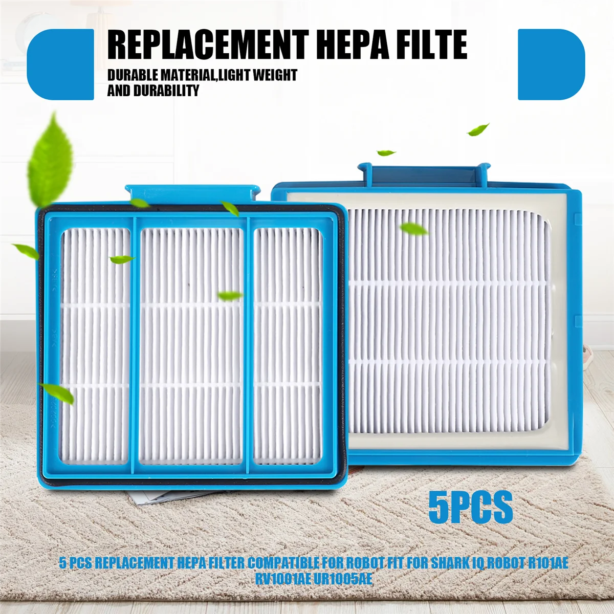 5 Pcs Replacement HEPA Filter Compatible for Shark ION Robot Fit for Shark IQ Robot R101AE RV1001AE UR1005AEA83X