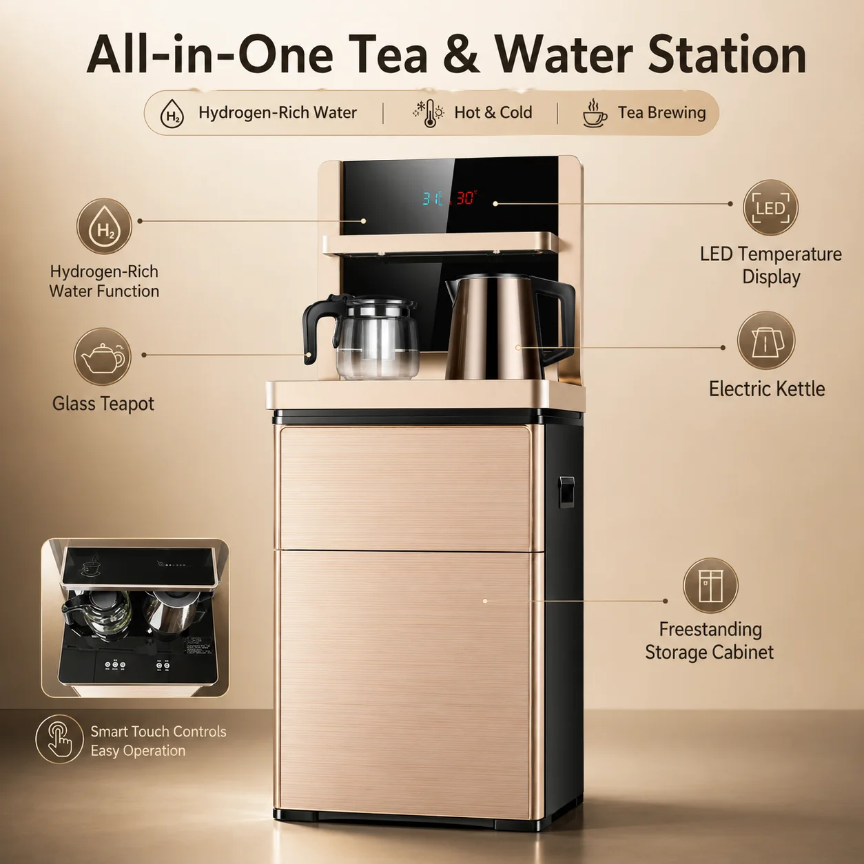 Multifunctional Hydrogen Rich Water Dispenser for Home Office Hotel Tea Station