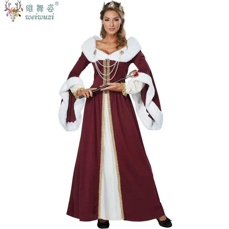 

Halloween Role Play King Queen Couple Costume Medieval Renaissance Royal Court Dress Necklace Cloak Party Performance Costume