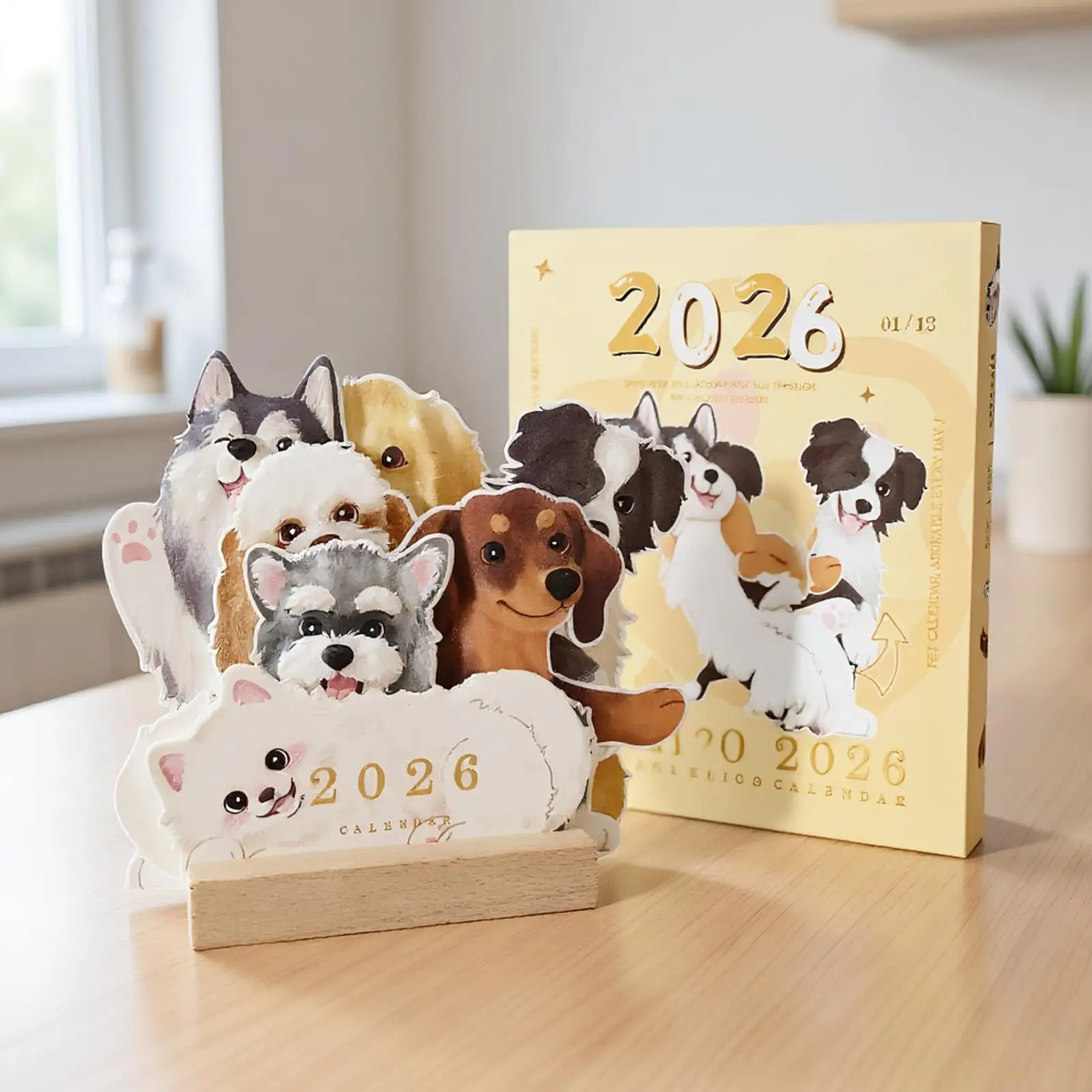 

Настольный календарь серии Cute Dog на 2026 год, настольный планировщик, органайзер для годовой повестки дня, заметки для домашнего офиса, школы, ежедневник