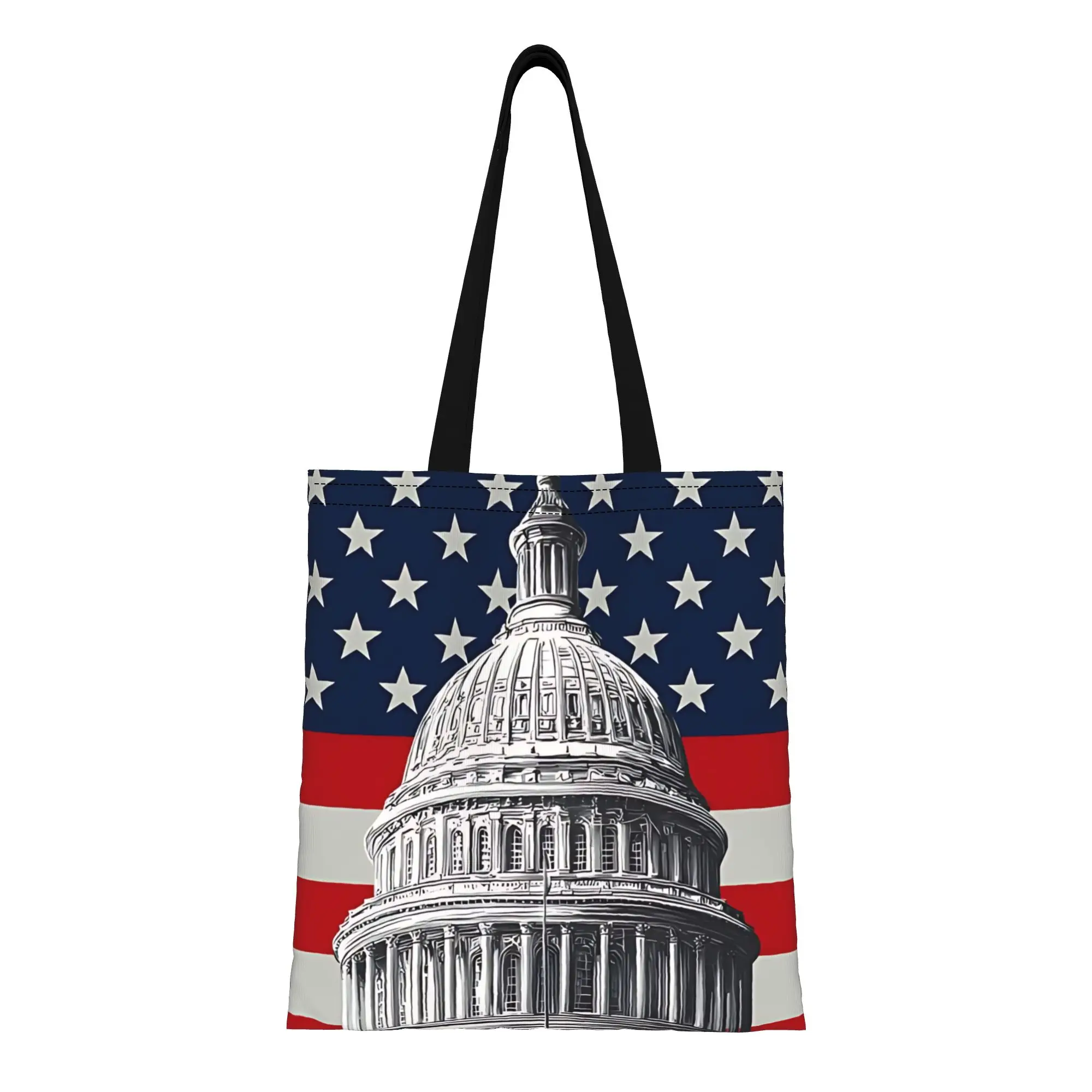 

1PC 250 Years of America Canvas Tote Bag No Closure Design Hand Washable Tote United States Semiquincentennial Durable Canvas