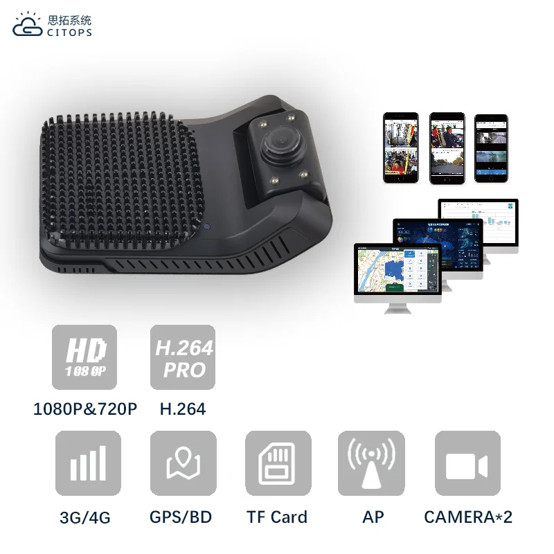 Small 2ch Dash Cam H.264 hd 1080p Car Black Box Dvr Cargo Van 4g Gps Location Mdvr
