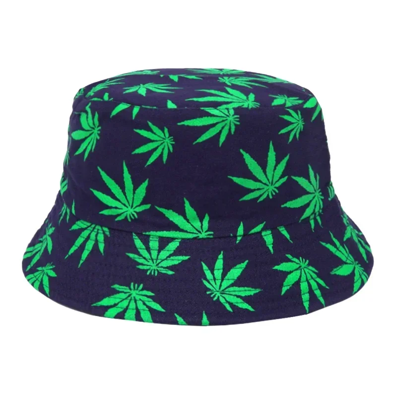 2024 Fashion Summer Autumn Sun Bucket Hats Women Men Buckets Caps Weed Print Hat Fisherman Sunscreen Hats For Ladies