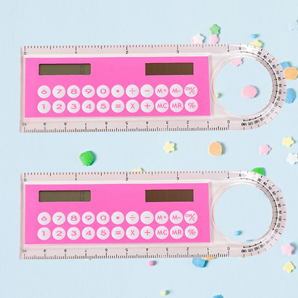 

2 Pcs Multifunction Calculator Stationery Student Cute Stationary Ruler for