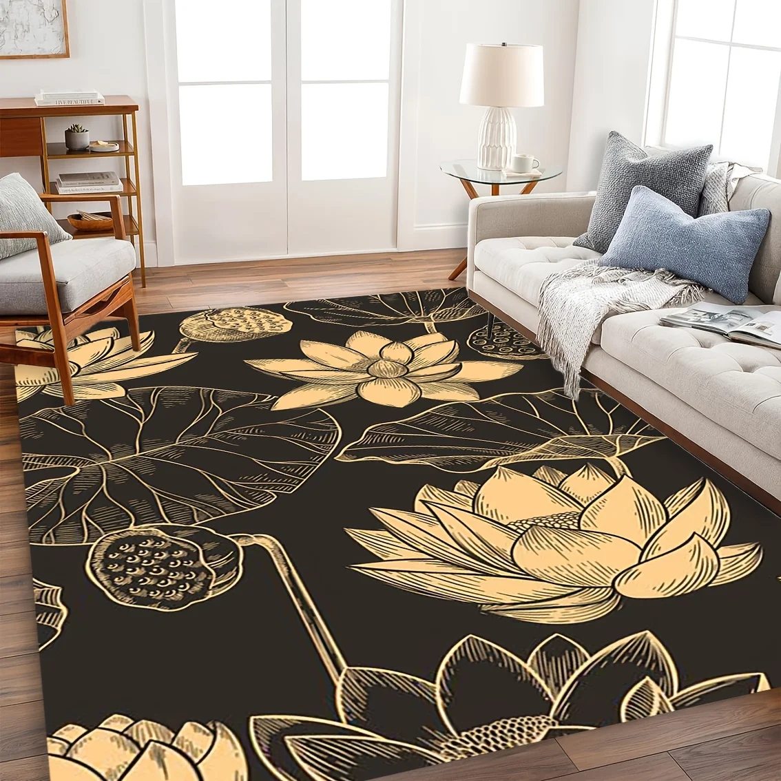 Vintage Abstract Nature Graphic Floor Carpet Durable Entrance Rug For Coffee Shop Office Supermarket Store Entryway