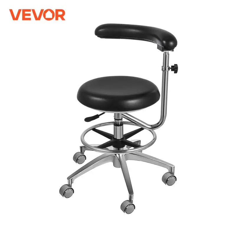 VEVOR Medical Dental Stool Dentist Chair With 360 Degree Rotation Armrest PU Leather Assistant Stool Chair Height Adjustable