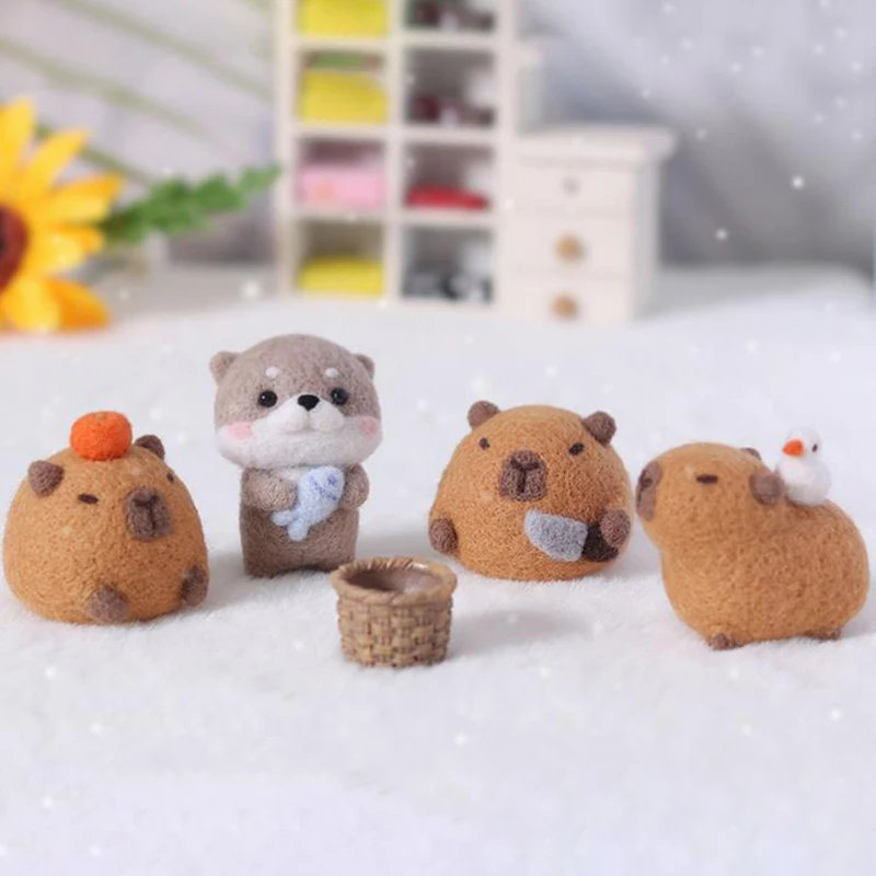 Handmade Poke Wool Felt Making Kit DIY Cute Capybara Doll Plush Toys