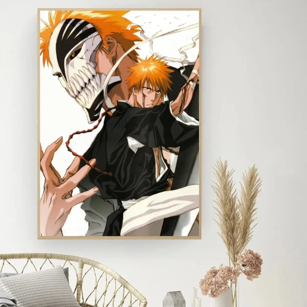 Anime Bleach Kurosaki Ichigo Poster DIY Vintage Movie Poster Wall Art Painting Study Stickers Big Szie Wall Painting