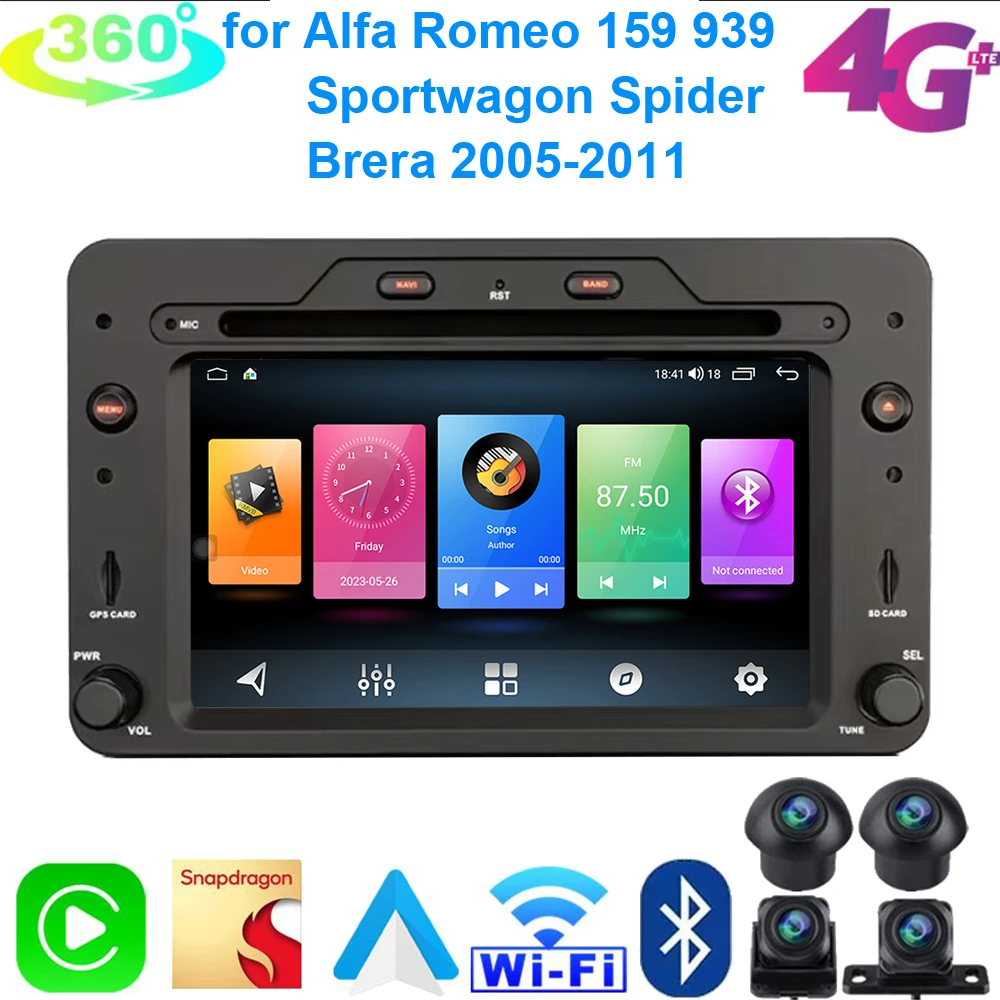 Carplay Auto Android Car DVD Player GPS Radio For Alfa Romeo Brera 159 Sportwagon Spider 2005 2006 2007 2008 2009 2010 2011 OEM